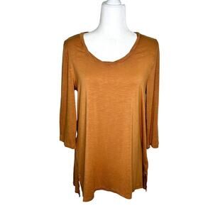 Soft Surroundings Soft and Silky Caramel Butterscotch Basic Tunic Top Small